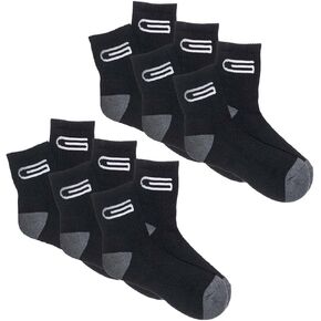 Women’s Mid-Calf Cushion Crew Socks - 6 Pack Black & Charcoal Gray - Hiking Walking Outdoor Recreation Wicking