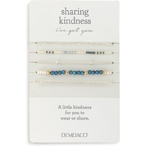 DEMDACO 1004440287 Sharing Kindness Womens Smoke Silver Stone and Metal Layering Bracelet Set of 5