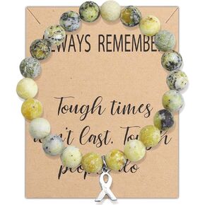 Yellow Awareness Ribbon Beads Bracelet Gift for Endometriosis/Bladder Cancer/Suicide Prevention/Bone Cancer