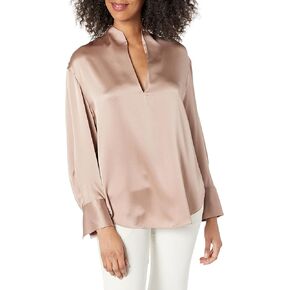 Vince Women's Long Sleeve Slit Neck Top