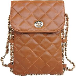 Larswon Cell Phone Crossbody Bag Quilted Bags Cell Phone Purse Soft Chain Crossbody Cellphone Wallet Bag for Women