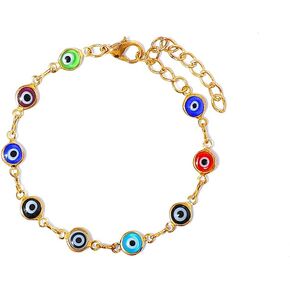 Evil Eye Bracelets for Women,Luckly Blue Eye Link Bracelet,14K Gold Plated Evil Eye Chain Bracelet for Girls,Evil Eye Jewelry