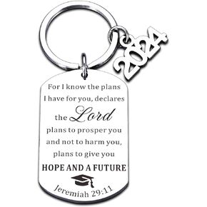 Class of 2024 Graduation Gifts Keychain for Him Her 2024 Graduation Gifts for Seniors Nurses College High School Student Graduation Gifts for Teens Girls Boys 2024 Religious Christian Graduate Gifts