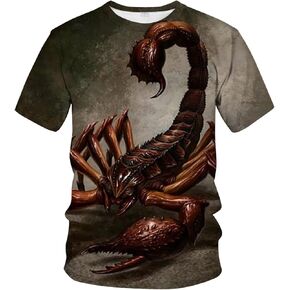Unisex 3D Scorpion Digital Print T-Shirt Summer Casual Crew Neck Tee Shirt