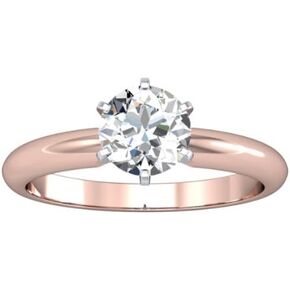 14K Rose Gold Solitaire Diamond Engagement Ring Round Brilliant Cut (D Color VS2 Clarity 0.24 ctw)