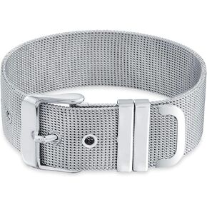 Bling Jewelry Unisex Wide Band Mesh Belt Buckle Bracelet For Men Women Stainless Steel Adjustable
