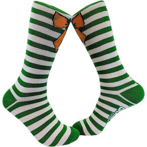 Crazy Dog T-Shirts Womens Orange Bow Green Stripe Socks Saint Patricks Day Cute Novelty Fun Patty Feet