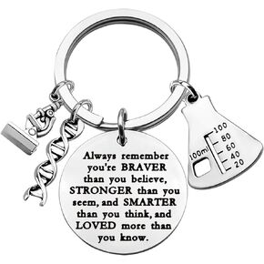 WSNANG Biology Chemistry Keychain Always Remember You Are Braver Stronger Smarter Than You Think Keychain Future Chemist Gift
