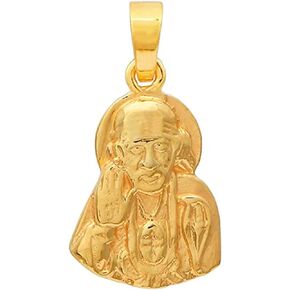 SHIRDI SAI BABA 925 Sterling Silver Vermeil Religious Pendant