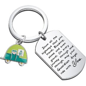 FUSTMW Happy Camper RV Keychain Camp Driver Gifts Camping Gifts New Driver Gift for Trailer
