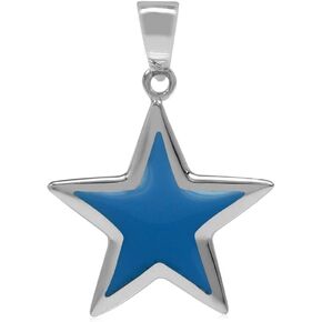 Silvershake Star Shape Inlay White Gold Plated or 18K Yellow Gold Plated 925 Sterling Silver Five Point Star Small Size Pendant Jewelry for Teens or Women