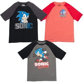 SEGA Sonic The Hedgehog Little/Big Boys 3 Pack Graphic T-Shirts