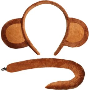 Monkey Ears Headband and Tail Set- Monkey Costume Accessory kit
