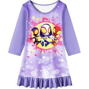 فستان كاجوال للفتيات من NOTLY فستان كرتوني رائع للأطفال الصغار بأكمام طويلة ملابس للبطل الخارق in Kuwait