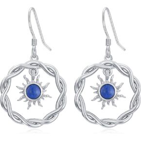 Lapis Lazuli Sun Jewelry Set for Women Lapis Sun Dangle Earrings Lapis Lazuli Sun Bracelet Gift for Mother Girlfriends