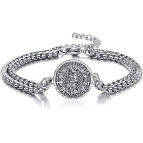 YFN Saint Christopher Bracelet Sterling Silver Religious Protector Bracelet St Christopher Jewelry Gift for Women Men