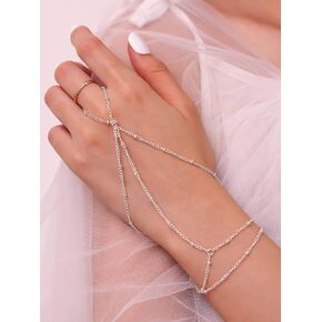 Vintage Finger Ring Bracelets Layered Hand Chain Hand Harness Slave Bracelet for Women and Girls