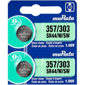 Murata 357/303 SR44/W/SW Battery 1.55V Silver Oxide Watch Button Cell - Replaces Sony 357/303 (2 Batteries)