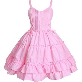 Women Sweet Cute Lolita Dress Classic Sleeveless Puffy Goth Lolita Dresses Anime Maid Halloween Cosplay Costume