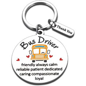 School Bus Driver Appreciation Keychain Gifts for Men Women Thank You School Bus Driver Day Gifts Decorations Christmas Stocking Stuffer Thanksgiving Birthday Graduation Retirement Leaving Gifts Ideas