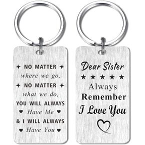 Jzxwan Sister Gifts from Sister, Remember I Love You Birthday Sister Gifts Keychain, Best Sister Graduation Gift for Women Girl, Personalized Sister Mother's Day Present
