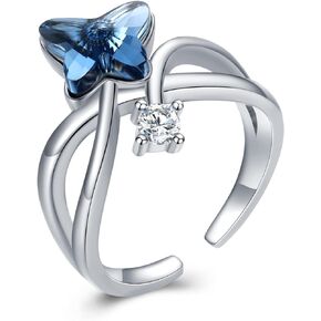 StoryMidir Butterfly Ring 925 Sterling Silver Open Adjustable Ring Vintage Butterfly Jewelry Christmas Gifts for Women Teen Girls