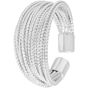EXPHAIN 925 Sterling Silver Statement Ring Multi Layer Strand Adjustable Ring Minimalist Wrap Ring Jewelry