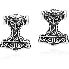 Mighty Thor's Hammer Mjöllnir .925 Sterling Silver Stud Earrings