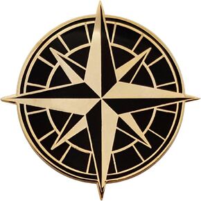 Pinsanity Black and Gold Retro Compass Enamel Lapel Pin