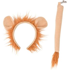 Mane and Tail 1 Set Lion Headband Set Ear Headband Lion Tail Cosplay Animals Ear Headband Fabric Delicate Animal Costume Lion Ears Costume