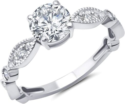 MAX + STONE 1 Carat Cubic Zirconia Engagement or Anniversary Ring for Women with Marquise Band in 10k White or Yellow Gold (1.0 ct.tw) Size 4.5 to 9 in Saudi Arabia