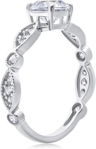 MAX + STONE 1 Carat Cubic Zirconia Engagement or Anniversary Ring for Women with Marquise Band in 10k White or Yellow Gold (1.0 ct.tw) Size 4.5 to 9 in Saudi Arabia