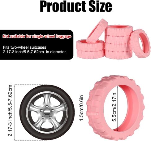 NQEUEPN 8pcs Luggage Wheel Covers, Portable Suitcase Caster Cover Silicone Spinner Luggage Wheel Protector Noise Resistant Anti-Wear Luggage Accessories for Most 8 Caster Suitcase (black) in Saudi Arabia