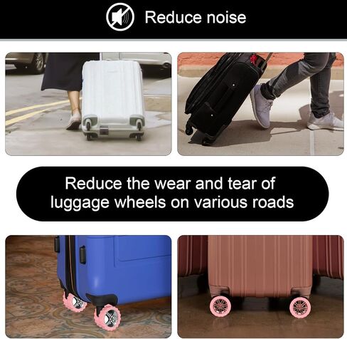 NQEUEPN 8pcs Luggage Wheel Covers, Portable Suitcase Caster Cover Silicone Spinner Luggage Wheel Protector Noise Resistant Anti-Wear Luggage Accessories for Most 8 Caster Suitcase (black) in Saudi Arabia