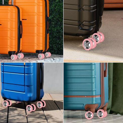 NQEUEPN 8pcs Luggage Wheel Covers, Portable Suitcase Caster Cover Silicone Spinner Luggage Wheel Protector Noise Resistant Anti-Wear Luggage Accessories for Most 8 Caster Suitcase (black) in Saudi Arabia