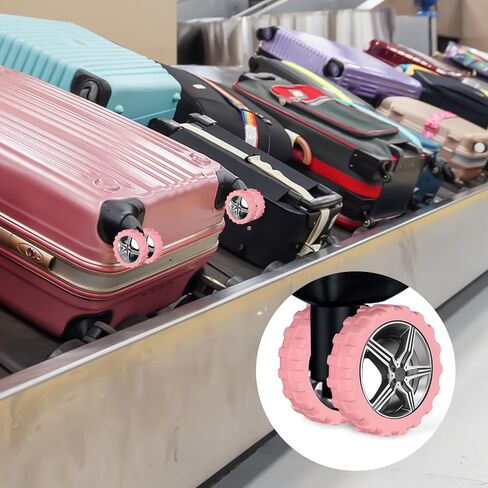 NQEUEPN 8pcs Luggage Wheel Covers, Portable Suitcase Caster Cover Silicone Spinner Luggage Wheel Protector Noise Resistant Anti-Wear Luggage Accessories for Most 8 Caster Suitcase (black) in Saudi Arabia