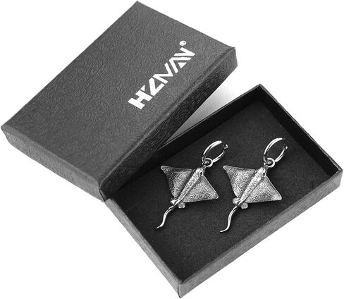 HZMAN Stainless Steel Stingray Dangle Earrings for Men Women Ocean Sea Animal Manta Ray Huggie Hoop Earring Jewelry Gift in Saudi Arabia