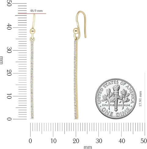 Diseno 0.33 ct Natural Diamond (G-H Color SI1-SI2 Clarity) Single Line Wire Hook Earrings in 10k Yellow Gold, Metal Gemstone, Diamond in Kuwait