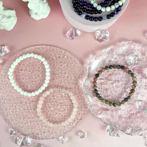 JEWPARK 9 قطع 8 مم / 6 مم أحجار كريمة شبه ثمينة أساور مطرزة للنساء والرجال شفاء كريستال حجر سوار مطاطي دائري مطرز أساور مرنة هدايا مجوهرات للجنسين in Kuwait