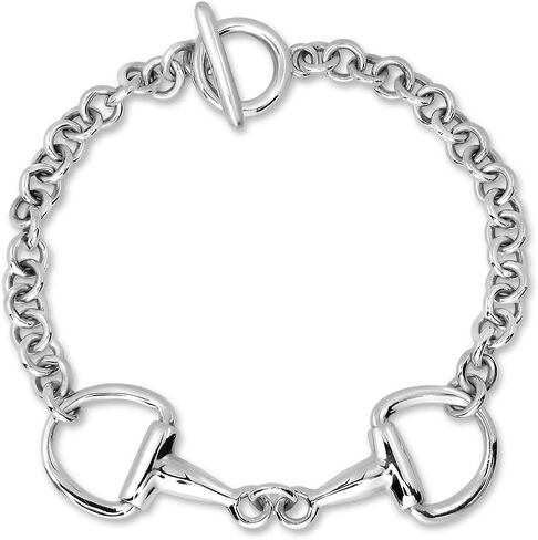 سوار WithLoveSilver من الفضة الإسترلينية بمشابك تثبيت للفروسية مزدوجة الحصان، 7.5 بوصة in Saudi Arabia