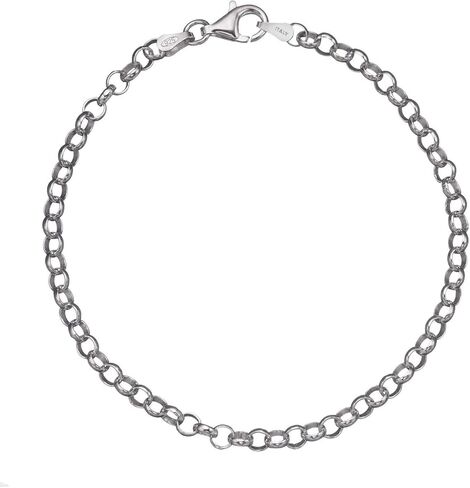 بلينغ فور يور باك الصلبة 925 الفضة الاسترليني 4 مم الإيطالية جولة رولو كابل ربط سلسلة سوار 7 "- 8" in Kuwait