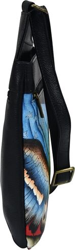 Anna by Anuschka Slim Crossbody, Stars and Stripes Black in Saudi Arabia