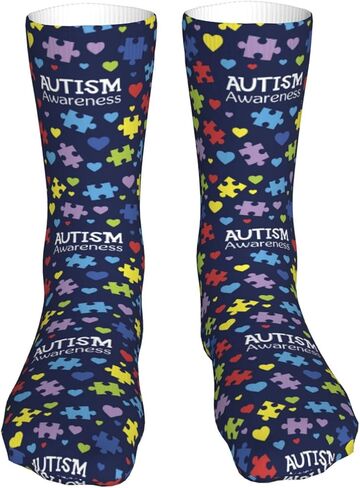 Uniwneds الملونة لغز التوحد الوعي جورب الجدة طاقم الجوارب فستان أنبوب تخزين الهدايا ديكور للرجال النساء in Kuwait