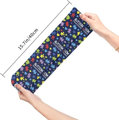 Uniwneds الملونة لغز التوحد الوعي جورب الجدة طاقم الجوارب فستان أنبوب تخزين الهدايا ديكور للرجال النساء in Kuwait