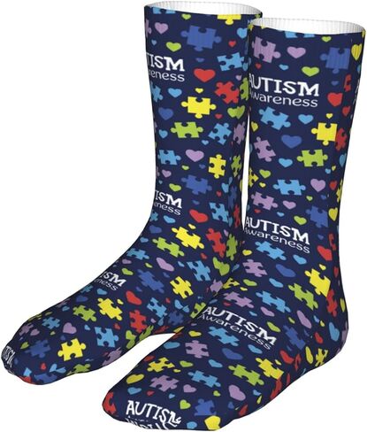 Uniwneds الملونة لغز التوحد الوعي جورب الجدة طاقم الجوارب فستان أنبوب تخزين الهدايا ديكور للرجال النساء in Kuwait