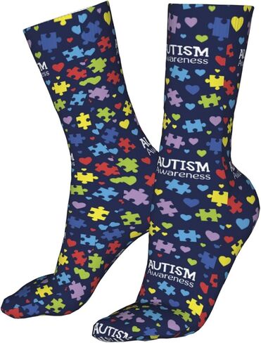 Uniwneds الملونة لغز التوحد الوعي جورب الجدة طاقم الجوارب فستان أنبوب تخزين الهدايا ديكور للرجال النساء in Kuwait