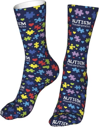 Uniwneds الملونة لغز التوحد الوعي جورب الجدة طاقم الجوارب فستان أنبوب تخزين الهدايا ديكور للرجال النساء in Kuwait