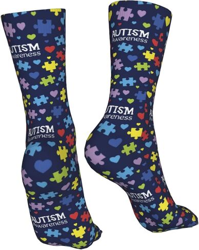 Uniwneds الملونة لغز التوحد الوعي جورب الجدة طاقم الجوارب فستان أنبوب تخزين الهدايا ديكور للرجال النساء in Kuwait