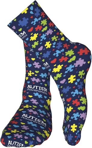 Uniwneds الملونة لغز التوحد الوعي جورب الجدة طاقم الجوارب فستان أنبوب تخزين الهدايا ديكور للرجال النساء in Kuwait