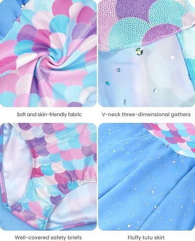 Gogokids Girls Ballet Leotards Toddler Dance Dress Short Sleeve Dance Leotards, Matching Hair Scrunchie in Saudi Arabia